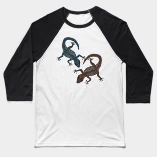 Two Decorated Gecko Lizards Baseball T-Shirt